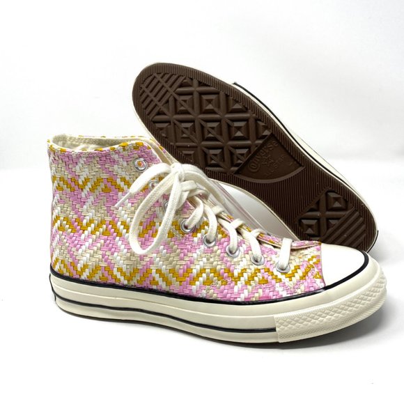 Converse Chuck 70 Canvas Weave Egret Hig Casual Sneakers Womens Size 9.5 167989C - Picture 2 of 8